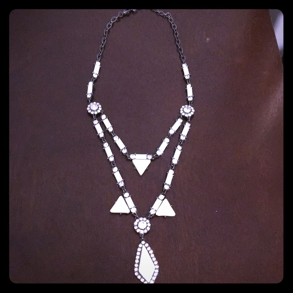 Dark Gray and White Statement Necklace